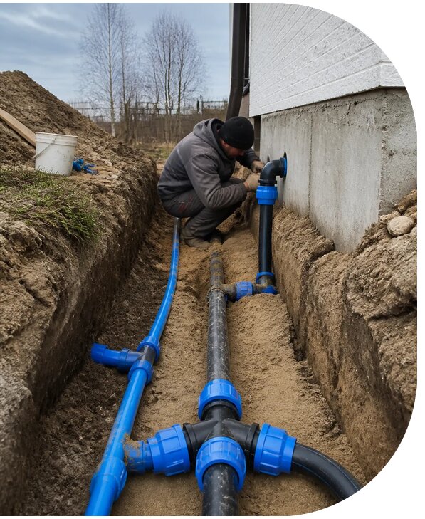 Монтаж наружного водопровода на участке под ключ в Геленджике